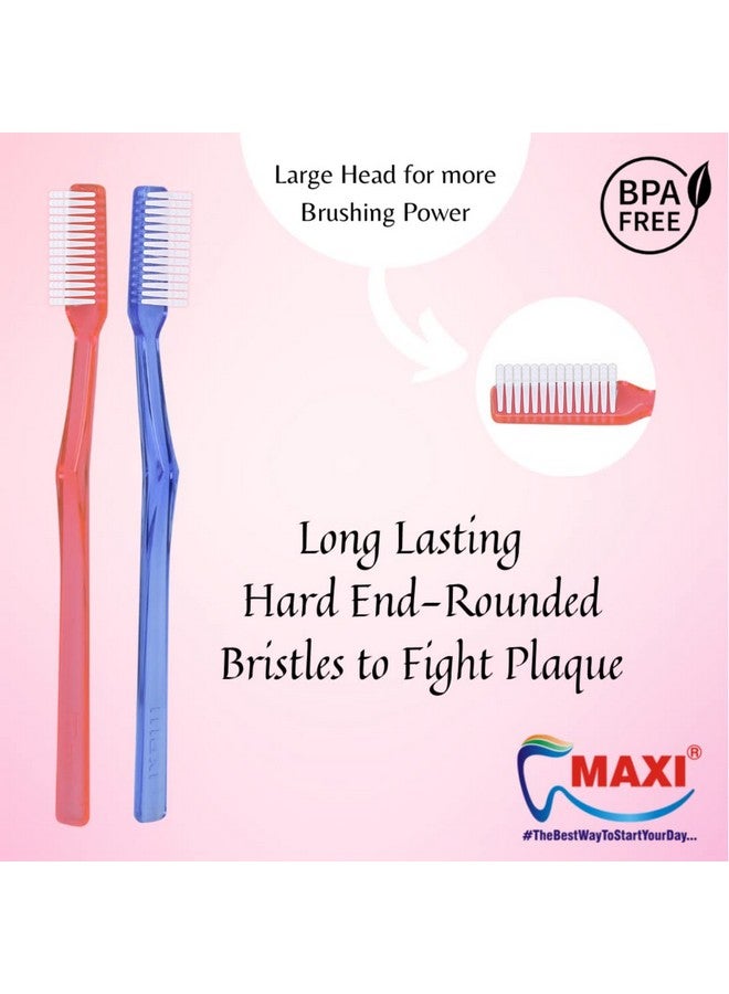 Adult Supreme Hard Bristles Manual Toothbrush (Pack Of 12) Multicolour