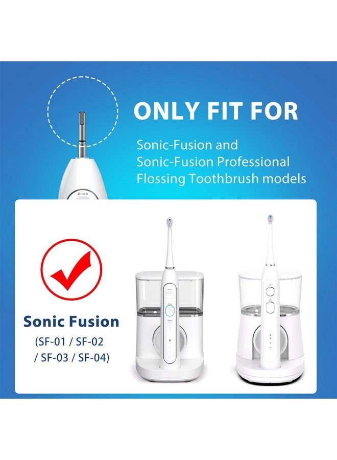 Replacement Brush Heads For Waterpick Sonic Fusion 2.0 Flossing Toothbrush With Cover, Compact, 5 Count Black, Soft Bristles