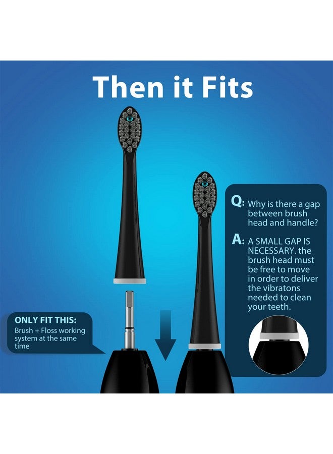 Replacement Brush Heads For Waterpick Sonic Fusion 2.0 Flossing Toothbrush With Cover, Compact, 5 Count Black, Soft Bristles
