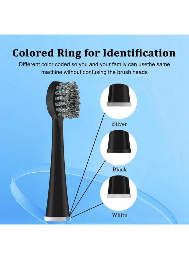 Replacement Brush Heads For Waterpick Sonic Fusion 2.0 Flossing Toothbrush With Cover, Compact, 3 Count Black, Hard Bristles