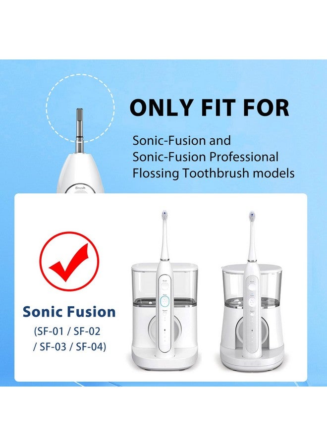 Replacement Brush Heads For Waterpick Sonic Fusion 2.0 Flossing Toothbrush With Cover, Compact, 3 Count Black, Hard Bristles