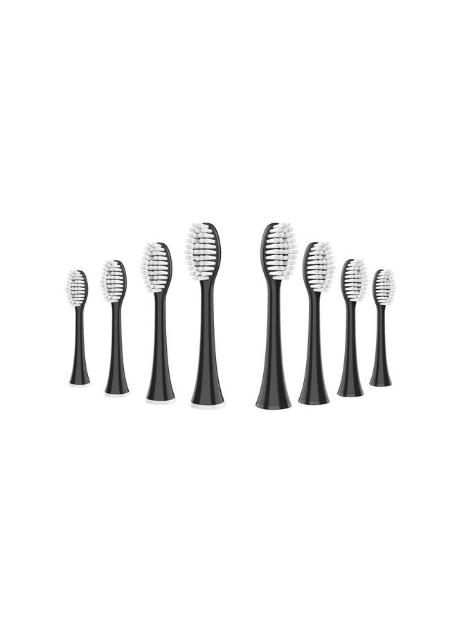 Standard Replacement Brush Heads For Dazzlepro Elements Toothbrush & Aquasonic Black, Aquasonic Vibe, Aquasonic Duo Pro, Aquasonic Black Series Pro (8 Pack) Black