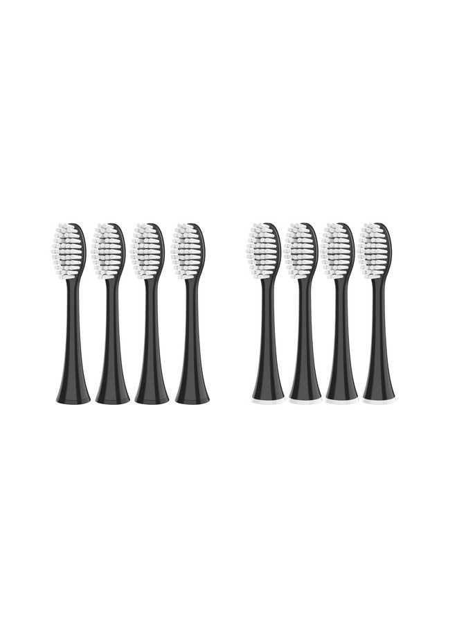 Standard Replacement Brush Heads For Dazzlepro Elements Toothbrush & Aquasonic Black, Aquasonic Vibe, Aquasonic Duo Pro, Aquasonic Black Series Pro (8 Pack) Black