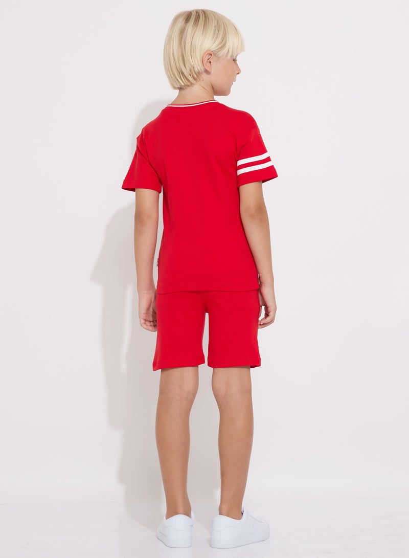 Boys' Summer Outfit Set: 2-Piece T-Shirts & Shorts -Red (2-8 Years)