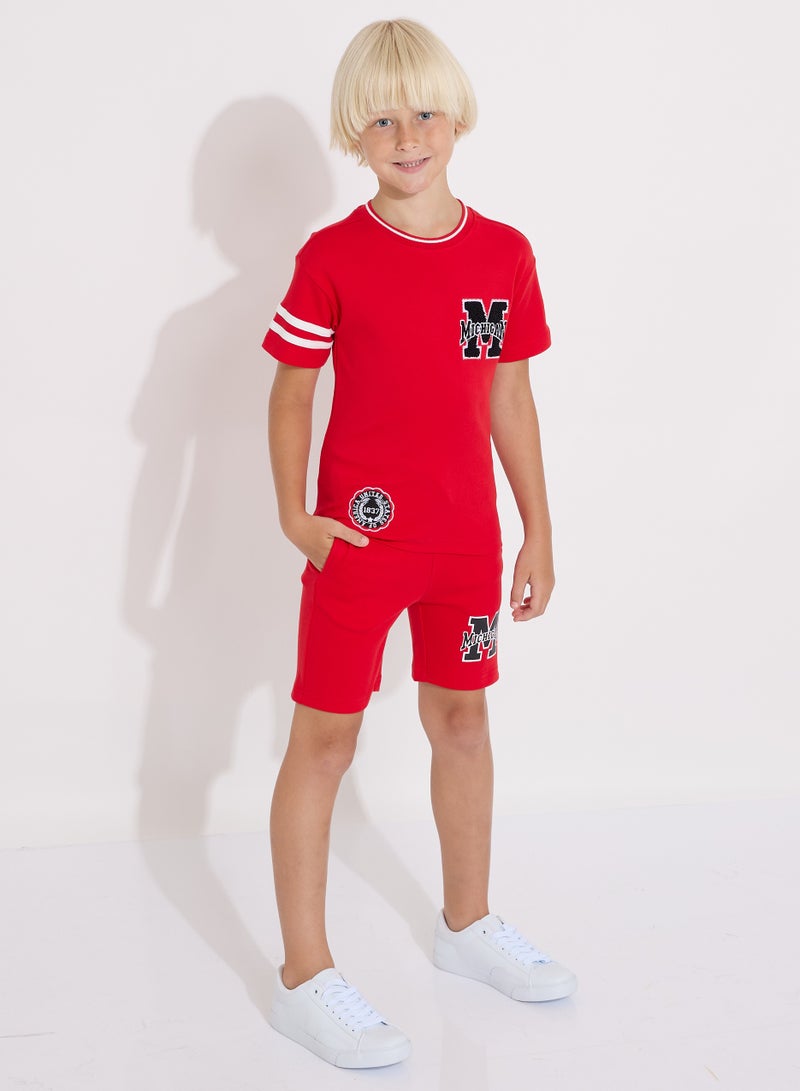 Boys' Summer Outfit Set: 2-Piece T-Shirts & Shorts -Red (2-8 Years)