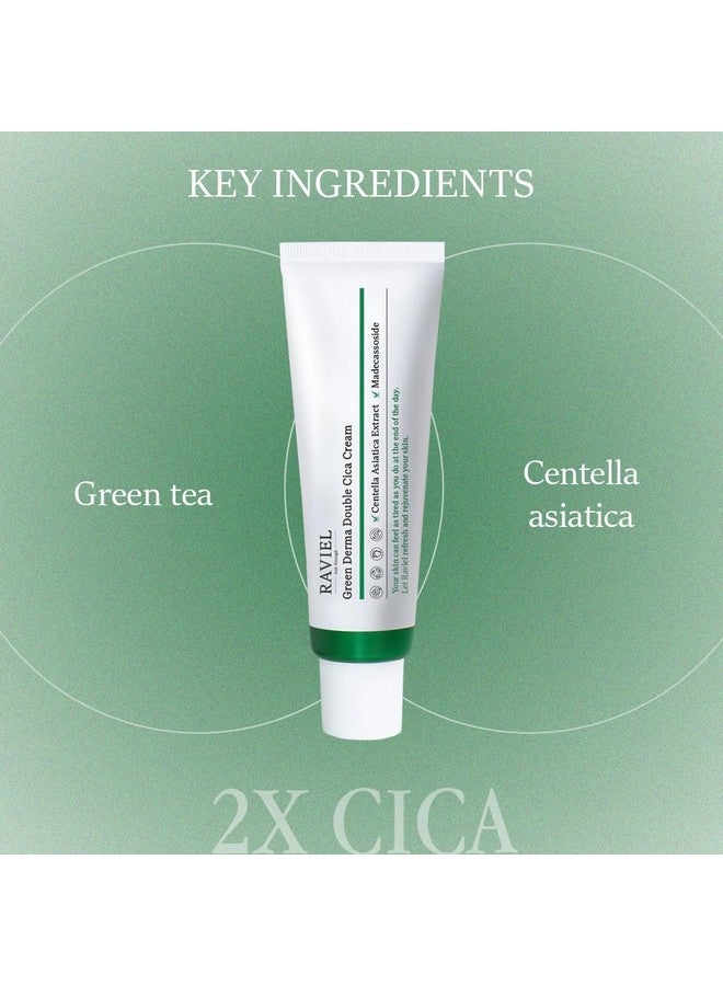 Green Derma Double Cica Cream (1.7 Fl Oz) | Gentle Moisturizer And Deep Hydrating For Skin Protection & Calming With Centella Asiaticagreen Tea | Suitable For Sensitive Skin Types