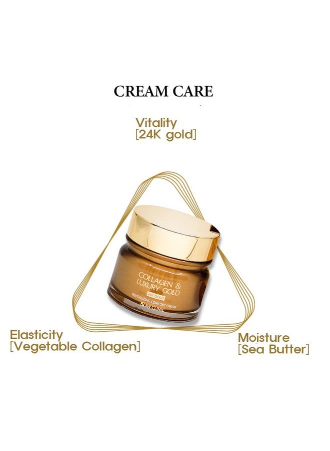 Collagen Luxury Gold Moisture Facial Cream 100Ml(3.38Fl.Oz.) Shea Butter 24K Gold Ingredients