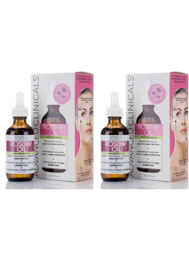 Rosehip Oil Facial Skin Care Serum Moisturizer Face Oil W/Vitamin C & Vitamin E For Reducing Appearance Of Sun Damage Skin, Age Spots, & Wrinkles, 1.8 Fl Oz (Pack Of 2)
