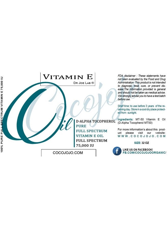 Vitamin E Oil 100% Pure Full Spectrum Undiluted D Alpha Tocopherol 75000 Iu 16 Oz For Skin Hair Nails Body Care Hydrating Rejuvenating Packaging May Vary