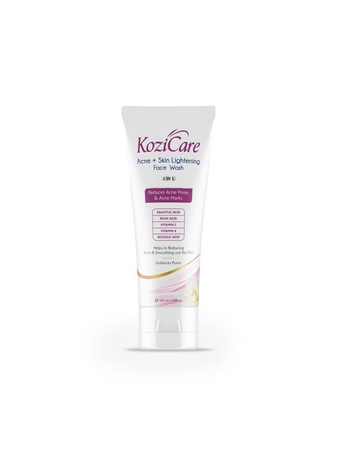 Acne + Skin Lightening Face Wash 2 In 1 Enriched With Kojic Acid 2% Salicylic Acid Vitamin C & E Glycolic Acid | Helps In Reducing Acne & Smoothing Out The Skin For All Skin Types 100Ml