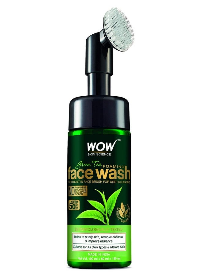 Green Tea Foaming Face Wash With Builtin Face Brush For Treating Acne And Unclogging Pores 150Ml