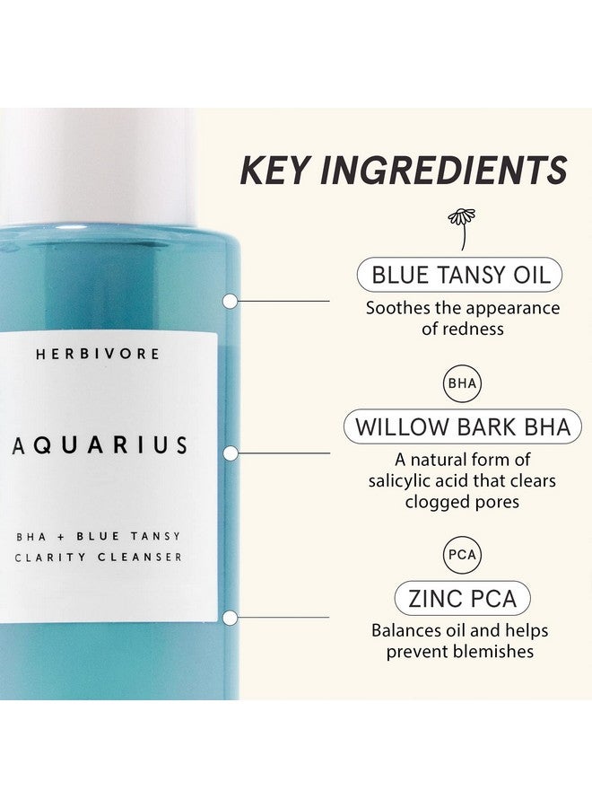 Aquarius Bha + Blue Tansy Clarity Cleanser Deep Cleansing Gentle Exfoliation For Oilycombination Skin Plantbased Vegan Crueltyfree 3.3 Oz