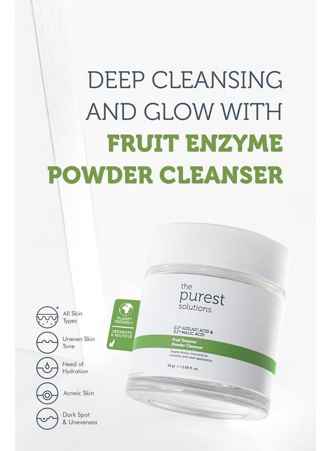 Fruit Enzyme Powder Cleanser (0.2% Azelaic Acid & 0.2% Malic Acid) Pore Cleaning & Skin Regeneration All Skin Types Vegan | Cruelty Free | Eco Friendly (1.94 Oz)