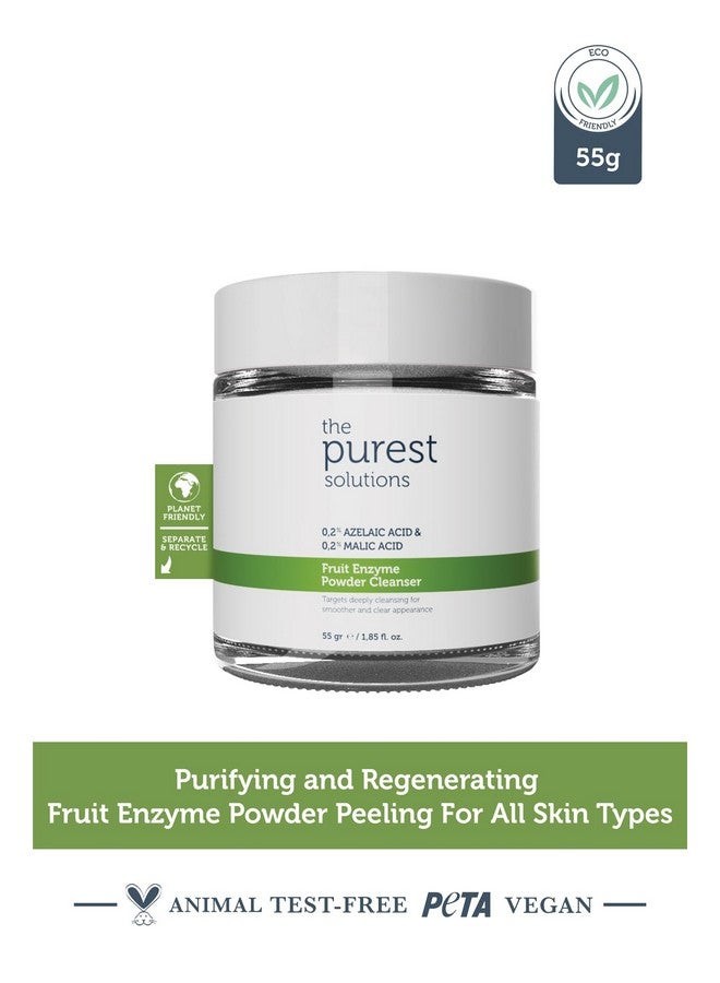 Fruit Enzyme Powder Cleanser (0.2% Azelaic Acid & 0.2% Malic Acid) Pore Cleaning & Skin Regeneration All Skin Types Vegan | Cruelty Free | Eco Friendly (1.94 Oz)