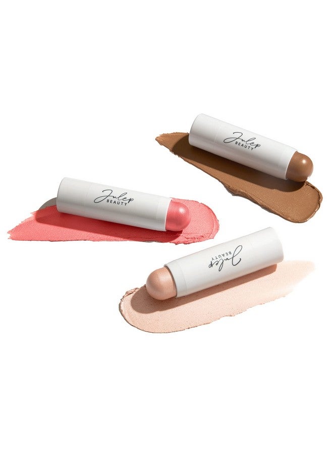 Skip The Brush 3In1 Color Stick For Eyes, Cheeks, And Lip Trio Neutral Bronze, Sheer Glow, Golden Guava