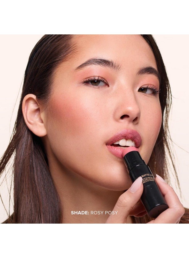 Nudies Matte Lux Cream Blush 3In1 All Over Face Colour For Cheeks Eyes And Lips W/Blending Blush (Rosy Posy)