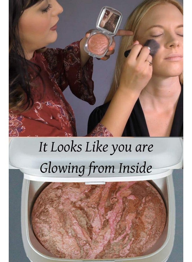 Baked Mineral Makeup Healthy Blush With Botanical Extracts (Apricot Swirl) Made In Usa. Highlighter Makeup