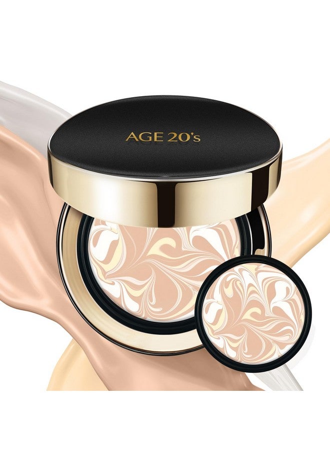 Signature Intense Sunscreen Spf 50+ Foundation, Natural Coverage, Cushion Korean Makeup, 71% Essence Natural Dewy Finish, Refill Included, 13 Ivory (0.49 Oz X2 Ea)