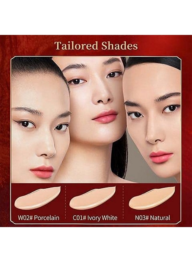 [Palace Identity] Chinese Phoenix Liquid Foundation Full Coveragematte Finish Long Lasting Up To 12 Hours Lightweight & Flawless Liquid Foundation For Colored Skin W02 Porcelain