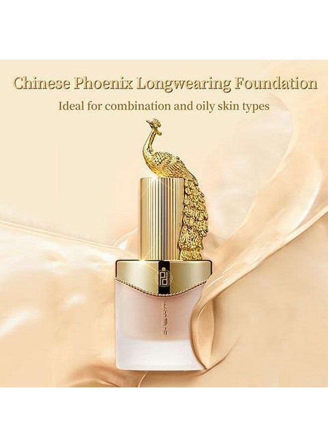 [Palace Identity] Chinese Phoenix Liquid Foundation Full Coveragematte Finish Long Lasting Up To 12 Hours Lightweight & Flawless Liquid Foundation For Colored Skin W02 Porcelain