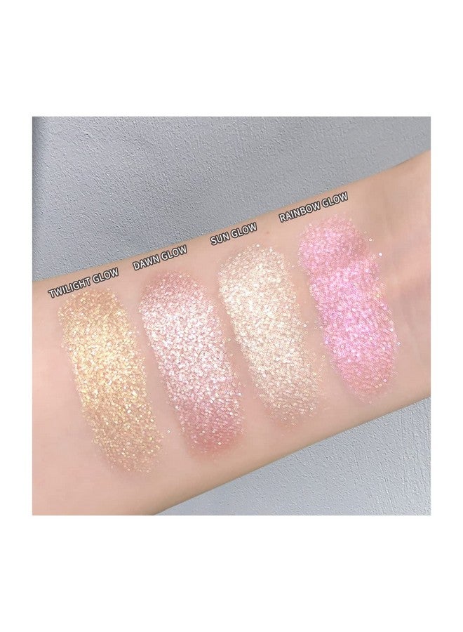 Elessy Highlighter Makeup Palette Long Lasting Face Highlighter Powder Shimmer Highlight Palette Suit All Skin Tonesrainbow Glow