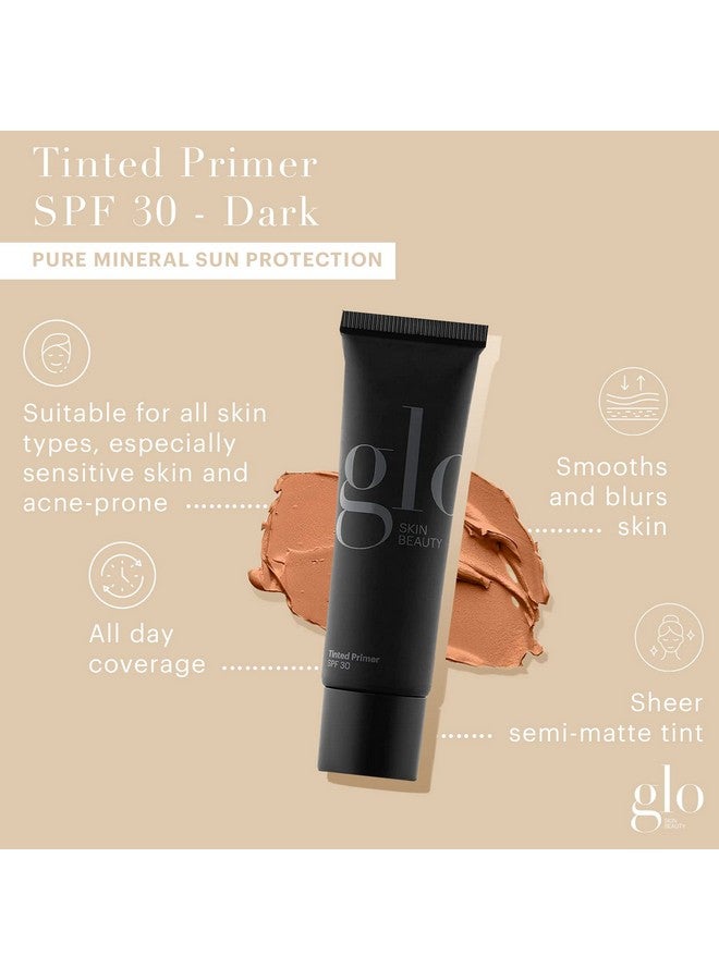 Tinted Primer With Spf 30 Oilfree Pure Mineral Makeup For Face, Sheer To Medium Coverage, Semimatte Finish (Dark)