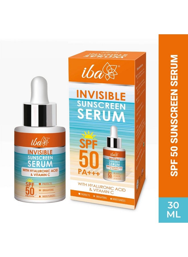 Invisible Sunscreen Serum Spf 50 Pa+++ With Hyaluronic Acid & Vitamin C 30Ml | Protects From Uva & Uvb Rays | Brightens & Moisturizes | Lightweight | No White Cast & Paraben | For All Skin Types