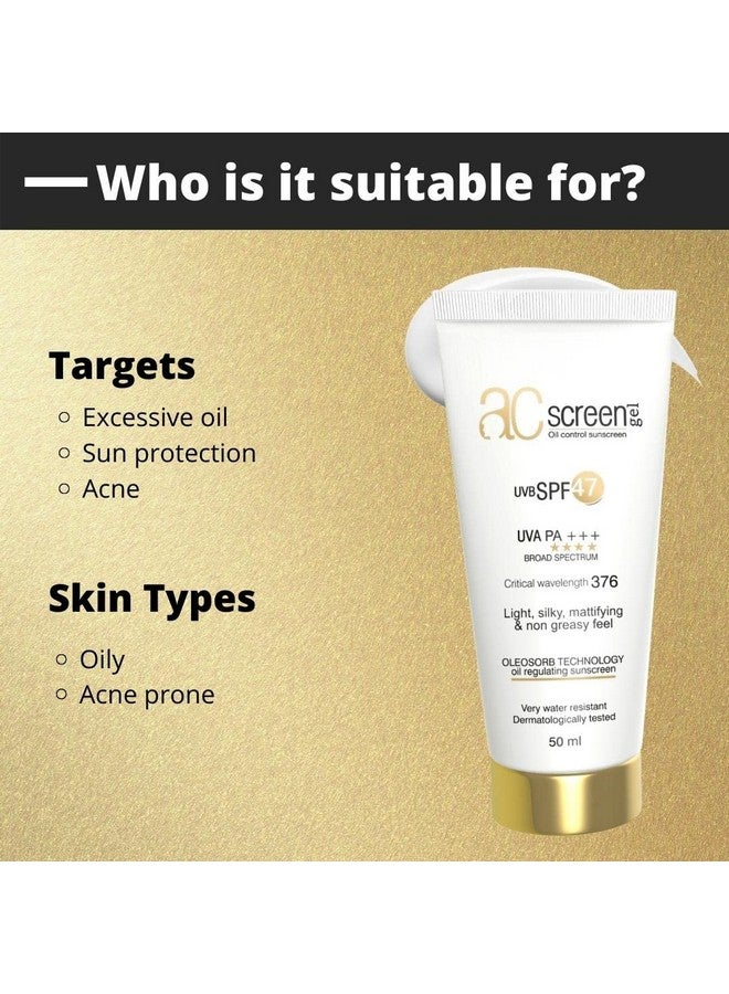 Acscreen Sunscreen For Oily And Acne Skin Pack Of 01 (Uvb Spf 47) Uva Pa +++