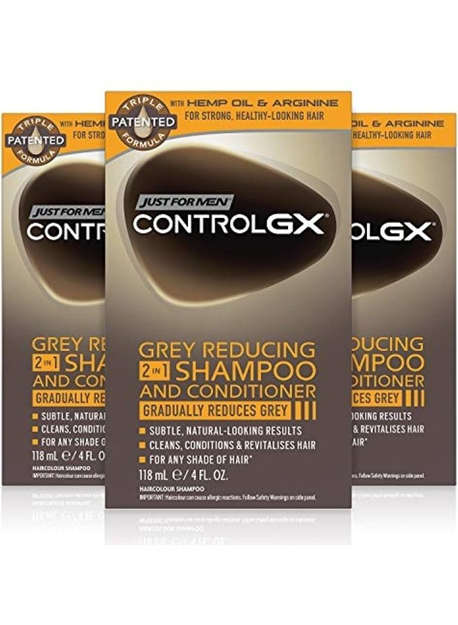 3-Piece Control GX Grey Reducing 2 In 1 Shampoo And Conditioner Clear 3x118ml