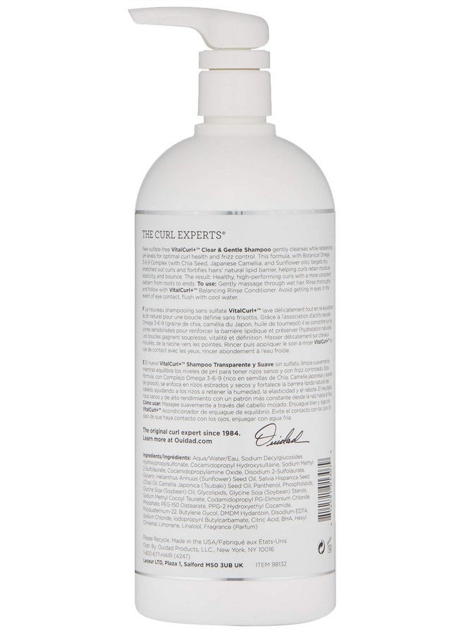 Vitalcurl+ Clear & Gentle Shampoo Liter Size 33.8 Oz.