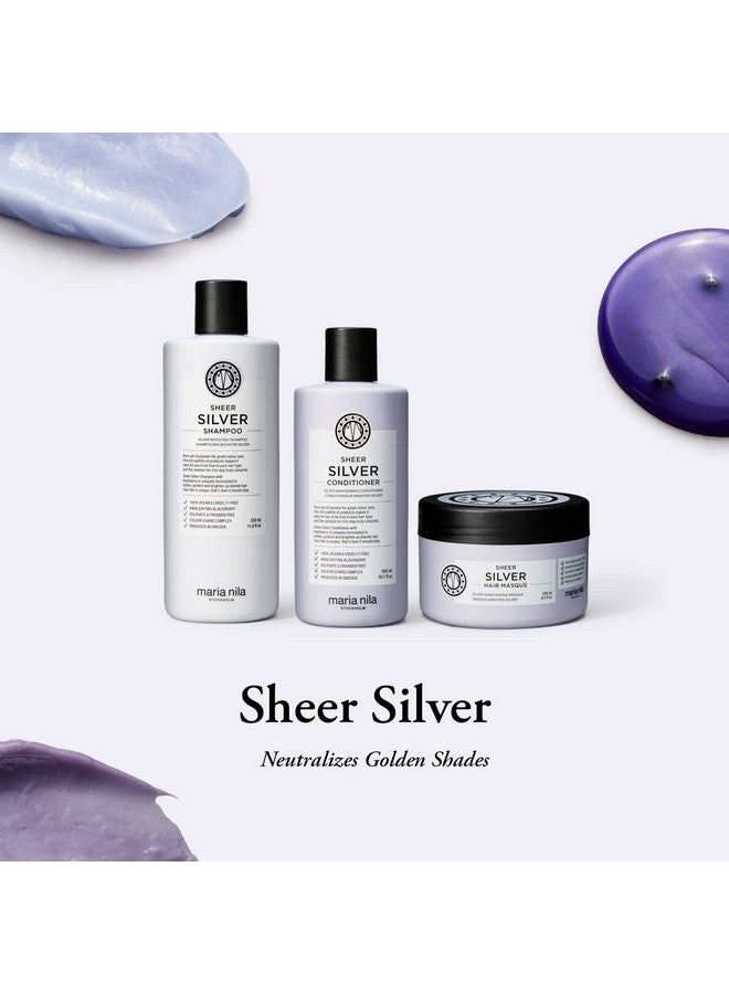 Sheer Silver Shampoo 11.8 Fl Oz Neutralizes Golden Shades Violet Pigments Gives Cool Tone 100% Vegan & Sulfateparaben Free