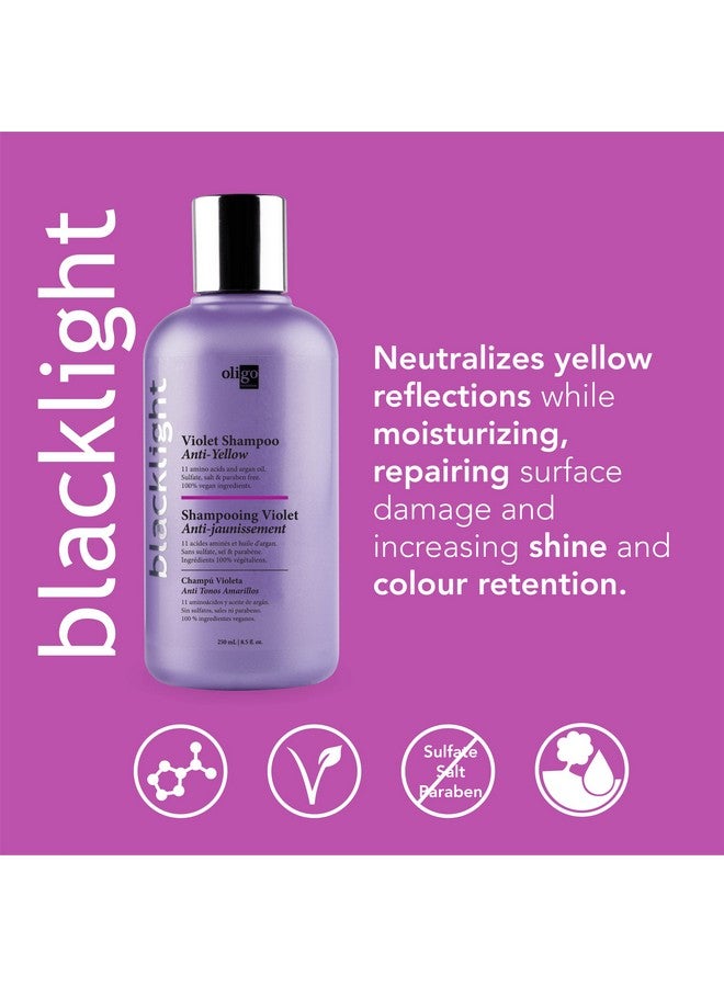 Blacklight Violet Shampoo Sulfatefree Purple Shampoo Eliminates Yellow Tones Refreshes Faded Highlights Argan Oil 11 Amino Acids And Moisturizing Formula 8.5Oz