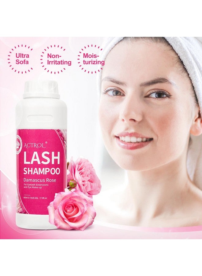 Lash Extension Cleanser Rose 500Ml Eyelash Shampoo Lash Wash Shampoo Lash Cleanser Foam With Salon And Home Care