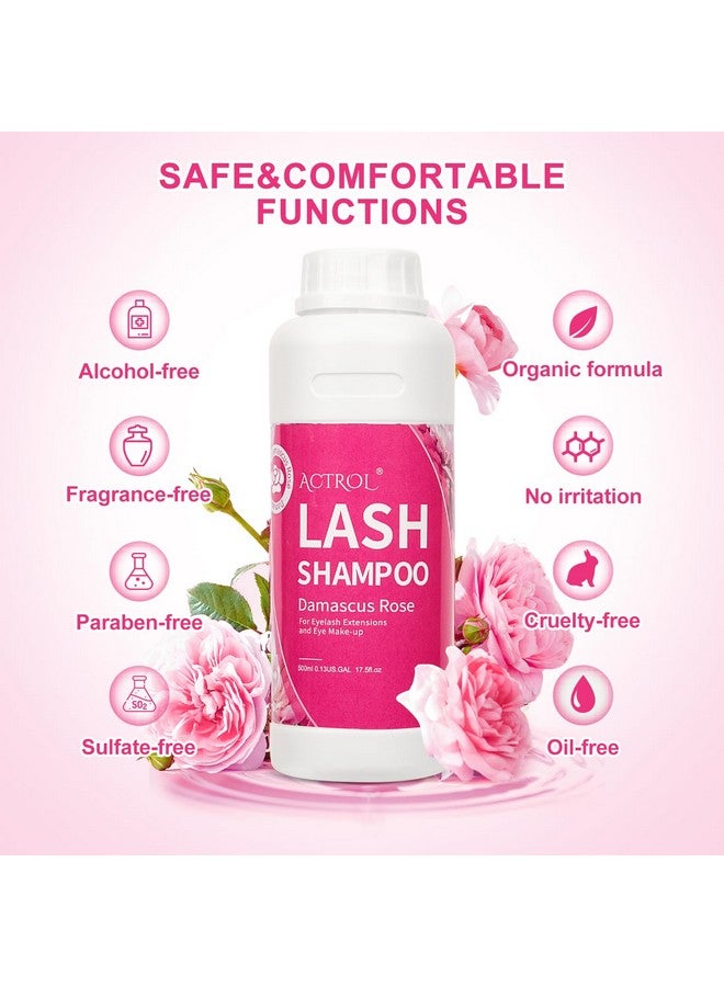 Lash Extension Cleanser Rose 500Ml Eyelash Shampoo Lash Wash Shampoo Lash Cleanser Foam With Salon And Home Care