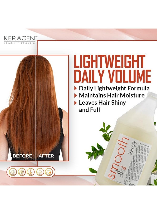 Smoothing Shampoo With Keratin And Collagen For All Hair Types, Sulfate Free, 128 Oz Moisturizes, Strengthens, Protects Color And Repair Panthenol, Vitamins, And Jojoba Oil