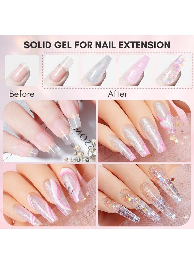 Solid Gel Builder For Nails Trial Kit Nail Extension Uv Nail Glue For Acrylic Nails Rhinestones Gel 3D Nail Sculpture Gel Molding Gel For Nails Hard Gel Kit With Silicone Molds Sculpting Brush