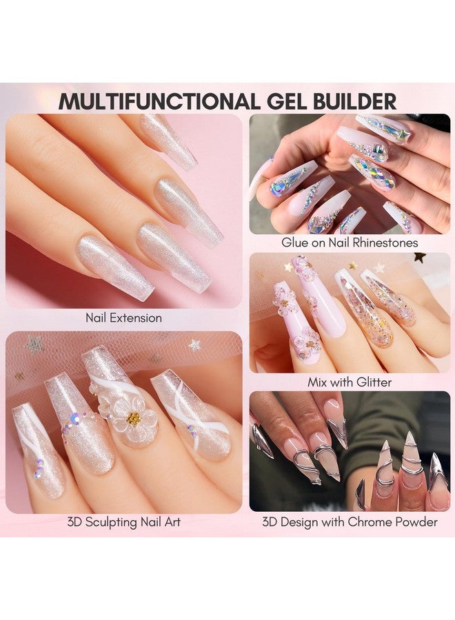 Solid Gel Builder For Nails Trial Kit Nail Extension Uv Nail Glue For Acrylic Nails Rhinestones Gel 3D Nail Sculpture Gel Molding Gel For Nails Hard Gel Kit With Silicone Molds Sculpting Brush