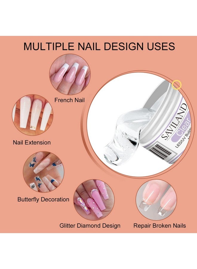 Builder Nail Gel Kit 4 Colors Clear Nudes White Pink Hard Gel For Nail Strengthen Nail Extension Gel Kit With 100Pcs Nail Forms And Acrylic Nail Brush For Beginners & Professionals