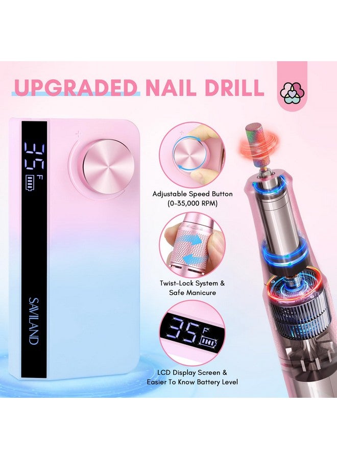 Portable Nail Drill Professional: 2024 Digital Pro E File 35000 Rpm Electric Cordless Fast Remover Antishaking Manicurist Nail Salon Superior Compactible For Acrylic Nails