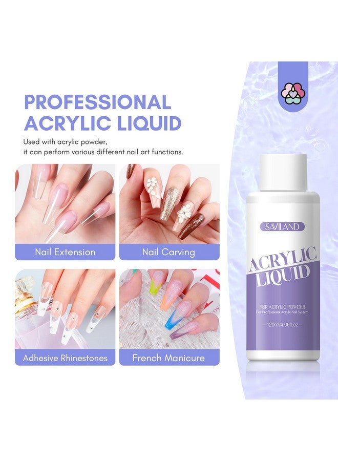 Monomer Acrylic Nail Liquid: 4.06 Oz Acrylic Nail Liquid Monomer Purple Acrylic Nail Brush Professional Acrylic Liquid For Beginners Home Diy Acrylic Nails Extensions