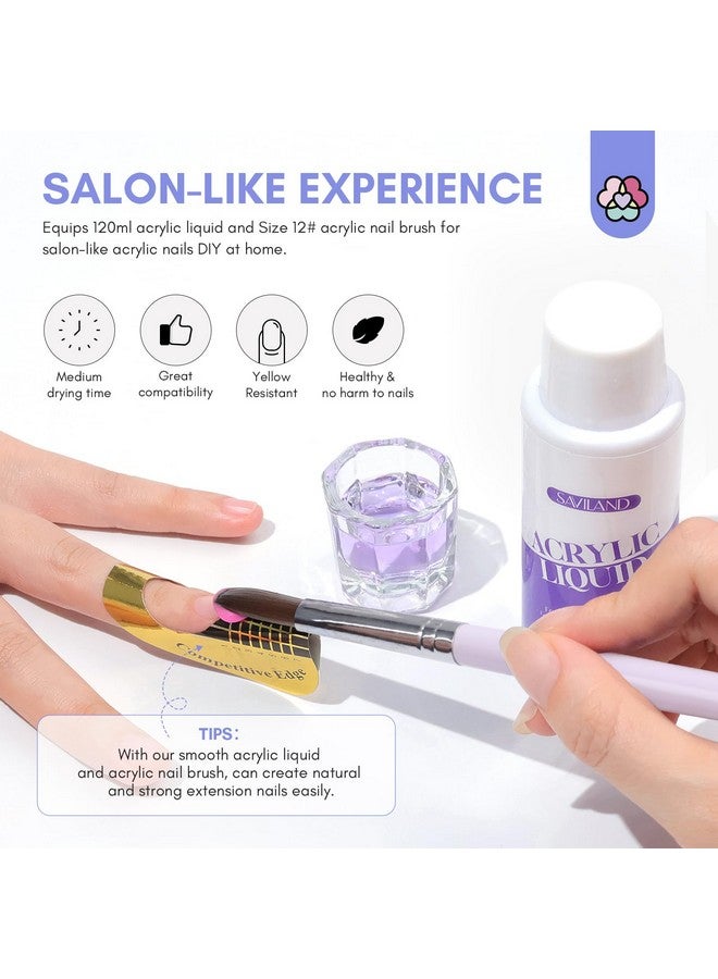 Monomer Acrylic Nail Liquid: 4.06 Oz Acrylic Nail Liquid Monomer Purple Acrylic Nail Brush Professional Acrylic Liquid For Beginners Home Diy Acrylic Nails Extensions