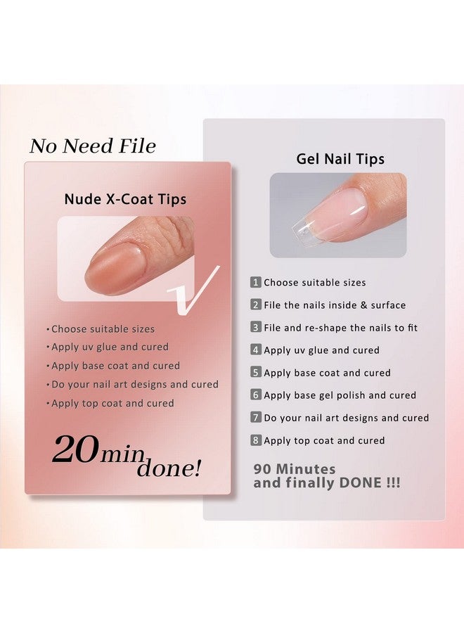 Xcoattips Gel Nail Tips 640Pcs Extra Short Almond Press On Nails 5 Natural Colors Long Lasting Short False Nail Soak Off Acrylic Fake Nails Extensions For Nail Art Diy Summer Gift