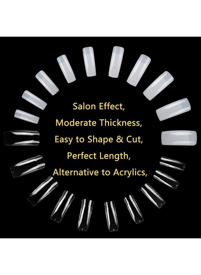 1000Pcs Square Nail Tips For Acrylic Nails Professional Fake Clear Natural Acrylic Short Square French Artificial Nail Tips Half Cover With Acrylic Nail Clipper 2Pcs Nail Files For Nail Salon Home