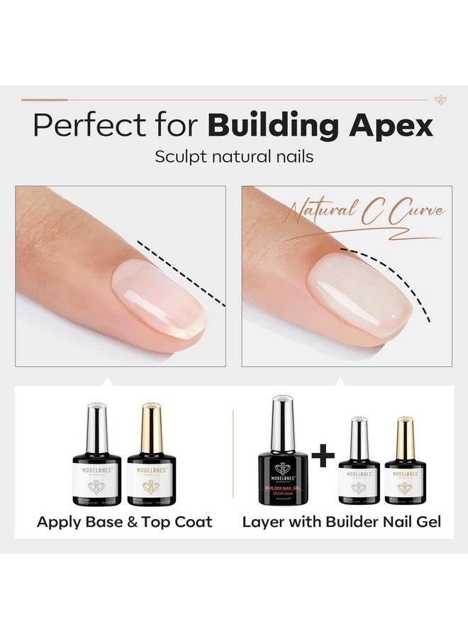 3 Pcs Builder Nail Gel With No Wipe Gel Base And Top Coat Shine Finish And Long Lasting Clear Builder Nail Kit For Nail Thickening Apex Building Led Nail Lamp Cured Hard Gel