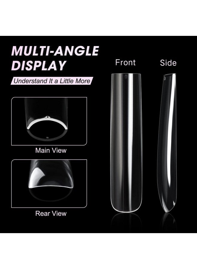 Extra Long Square Full Cover Nail Tips 240Pcs Xxxl Clear Full Cover Fake Nails False Nails 12 Sizes Tapered Square Press On Fake Nail Tips For Acrylic Nails Salons Home Diy With Box