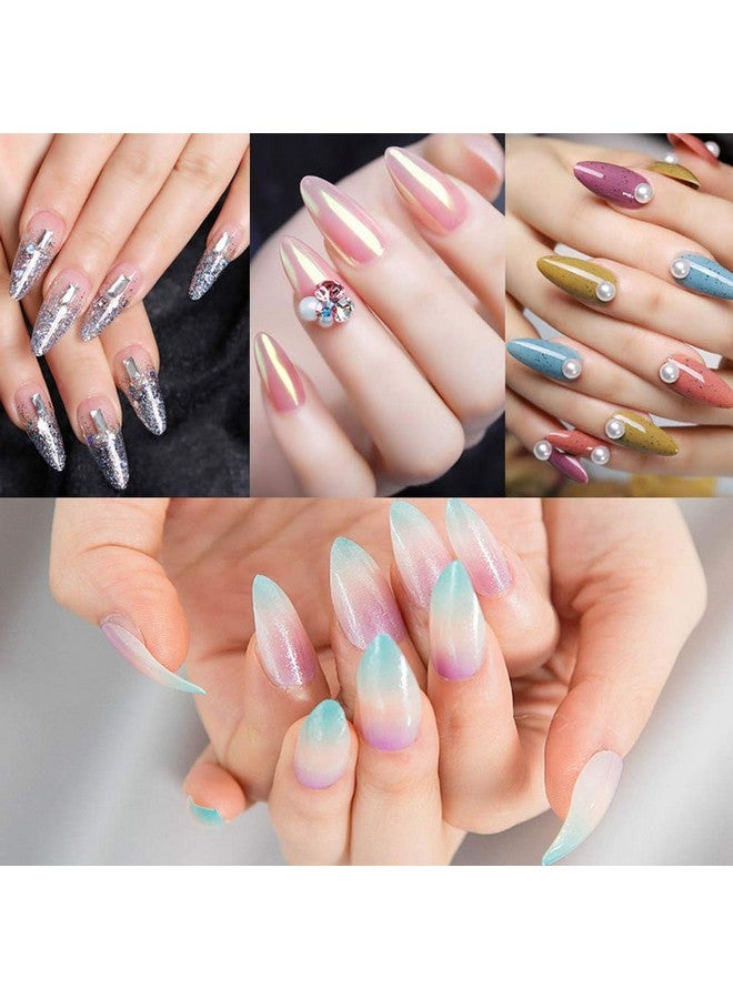 Stiletto Nail Tips 500Pcs Short Sharp Ending False Acrylic Nails Tip Half Cover 10 Sizes With Box For Nail Salons Home Diy (Natural)