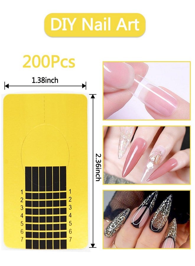 200 Pcs Nail Forms For Acrylic Nails Rectangle Acrylic Nail Forms Nail Extension Form Guide Sticker For Polygel Gel Nails Art Paper Form For Builder Gel