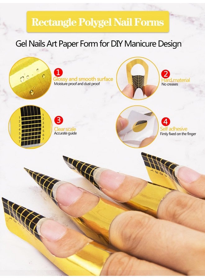 200 Pcs Nail Forms For Acrylic Nails Rectangle Acrylic Nail Forms Nail Extension Form Guide Sticker For Polygel Gel Nails Art Paper Form For Builder Gel