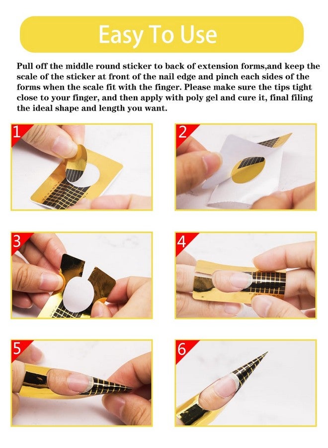 200 Pcs Nail Forms For Acrylic Nails Rectangle Acrylic Nail Forms Nail Extension Form Guide Sticker For Polygel Gel Nails Art Paper Form For Builder Gel