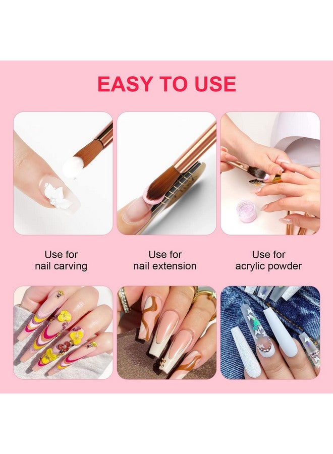 7Pcs Acrylic Nail Brush Set: Rose Gold Acrylic Brushes For Acrylic Application Acrylic Powder Acrylic Nail Kit Nail Brushes For Nail Art Acrylic Nail Salon Size46810121416